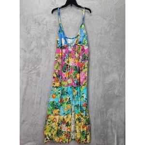 Bar III Maxi‎ Dress Womens Size L Tiered Ruffle Summer Spritz Floral Sundress